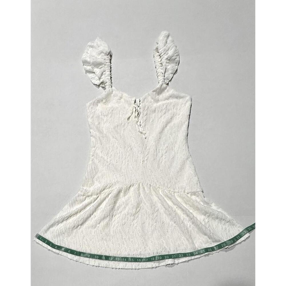 Lost + Wander Womens Short Dress Off White Ruffled Straps Lining Size M - Picture 12 of 13